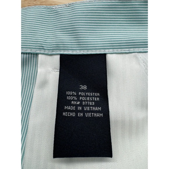 Alan Flusser Men's Performance Golf Short Microfiber Size 38 Green Pin Stripe - Picture 2 of 4